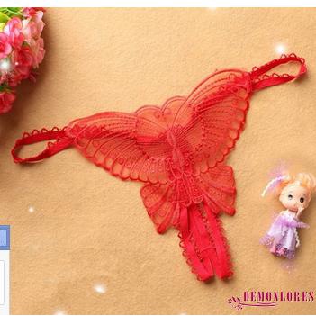 Quần Lót Lọt Khe Thêu Hình Bướm Màu Trơn Quyến Rũ Thời Trang Cho Nữ