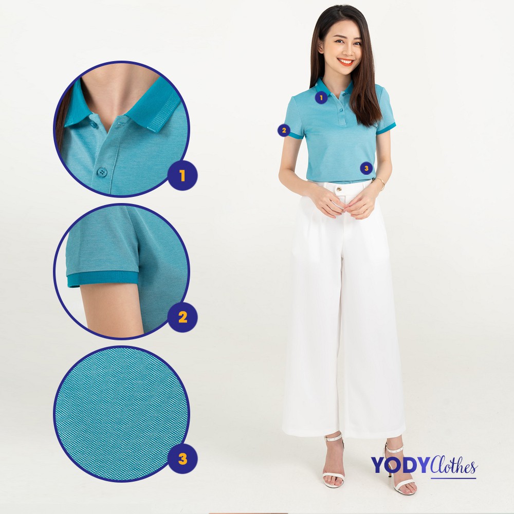 Áo thun polo nữ YODY mắt chim ngắn tay cotton có cổ cao cấp thoáng mát APN3340 | BigBuy360 - bigbuy360.vn