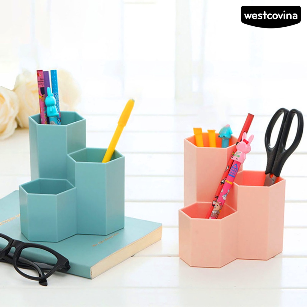 [Hot]✍Giá Đỡ Bút 3 Ngăn Hình Lục Giác Tiết Kiệm Không Gian Tiện Dụng