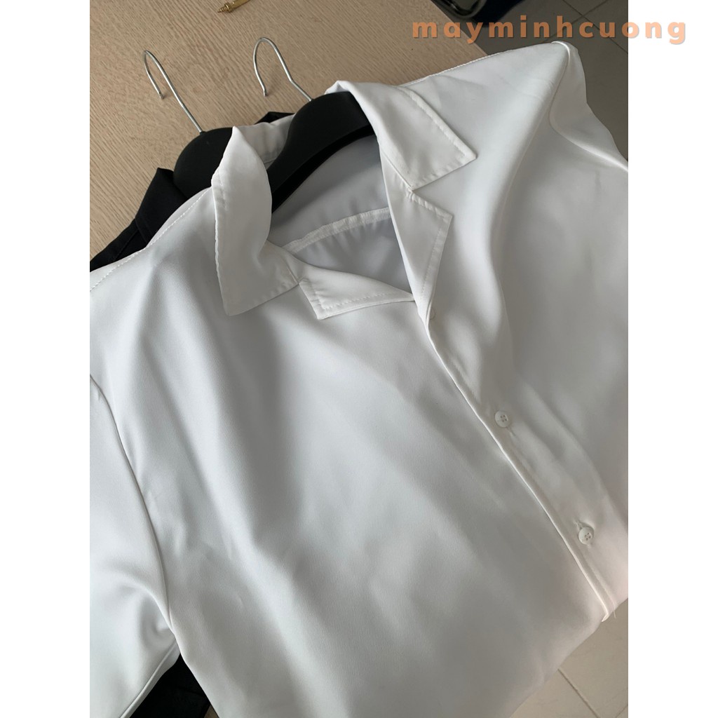 Áo sơ mi tay ngắn nam nữ form rộng, sơ mi cổ vest unisex Hàn Quốc, chất vải lụa dãn 😘