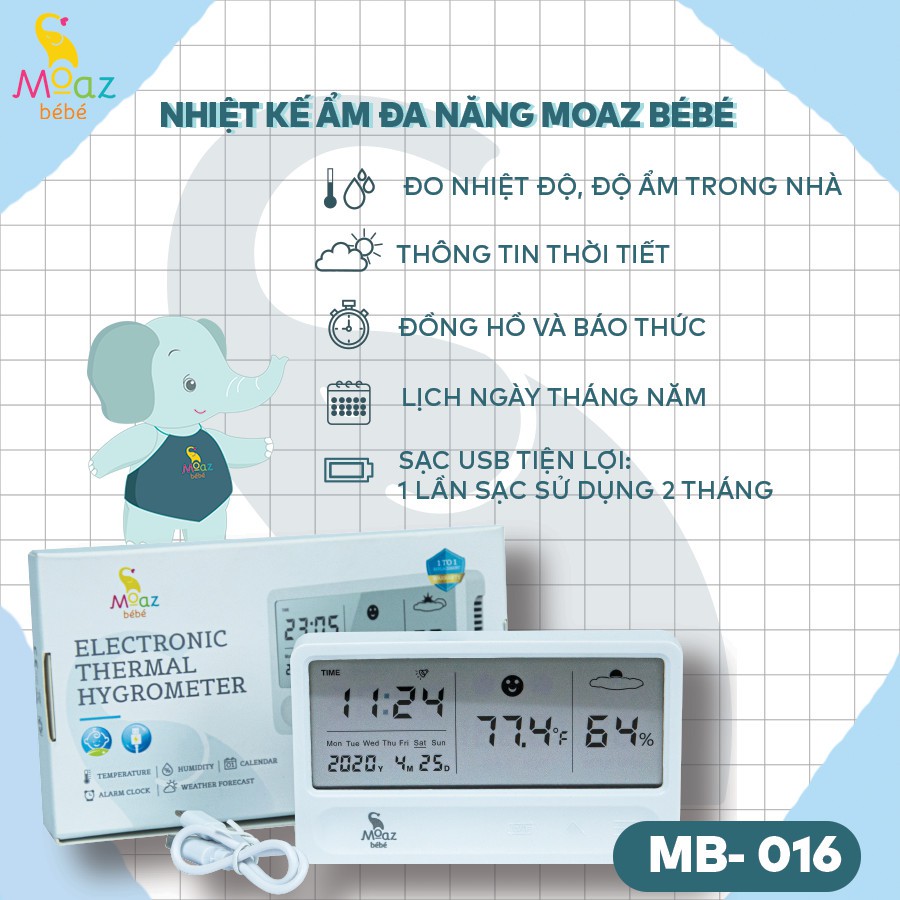 NHIỆT KẾ ẨM MOAZ BÉBÉ (CHÍNH HÃNG) CHO BÉ (MB016)