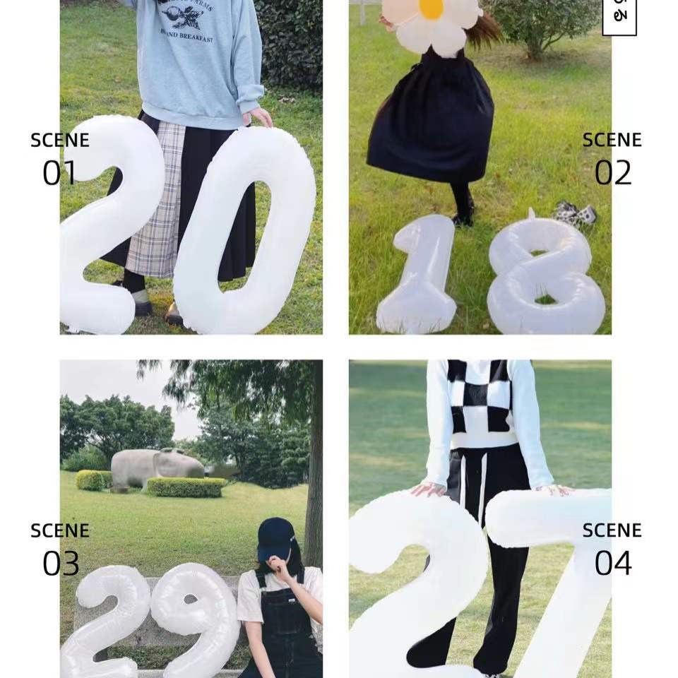 Bong bóng hình số 0-9 kích thước 32 inch màu trắng dùng để trang trí tiệc sinh nhật