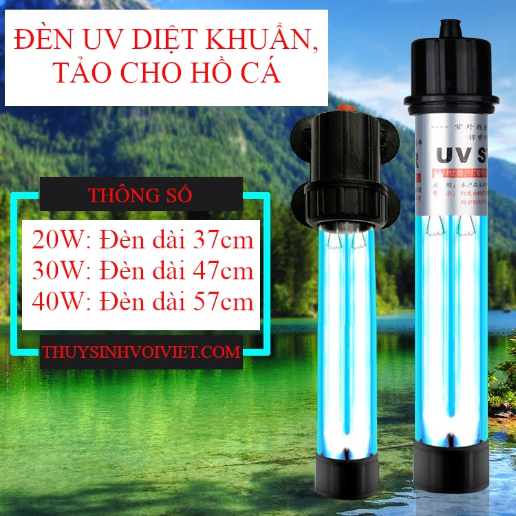 Đèn UV 2 bóng diệt tảo, khuẩn có hại dành cho hồ cá lớn công suất 20,30,40,60W