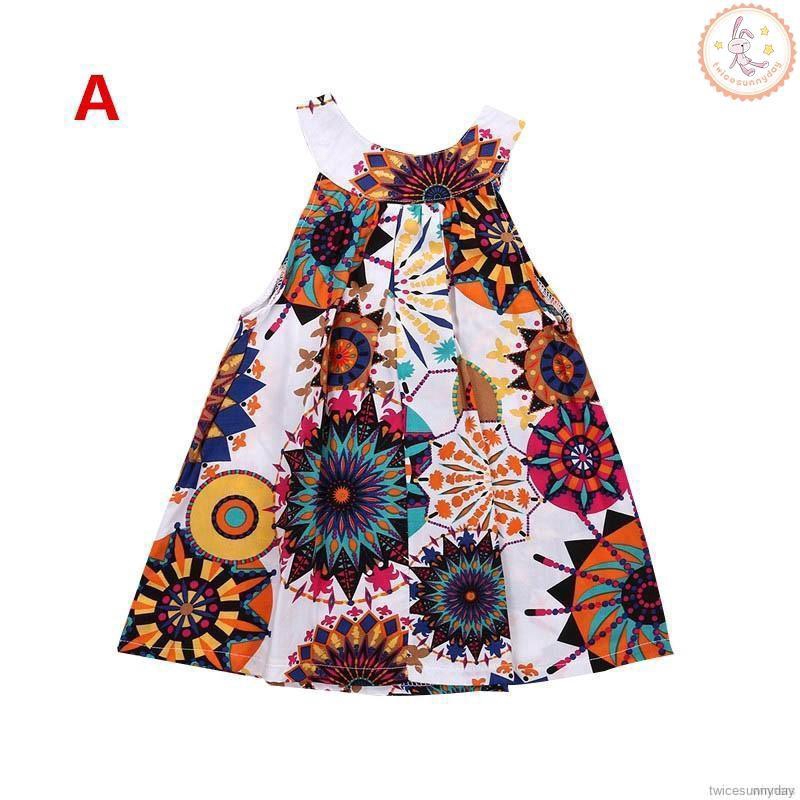 Đầm sát nách hoạ tiết hoa cho bé gái ( 1-6 tuổi )