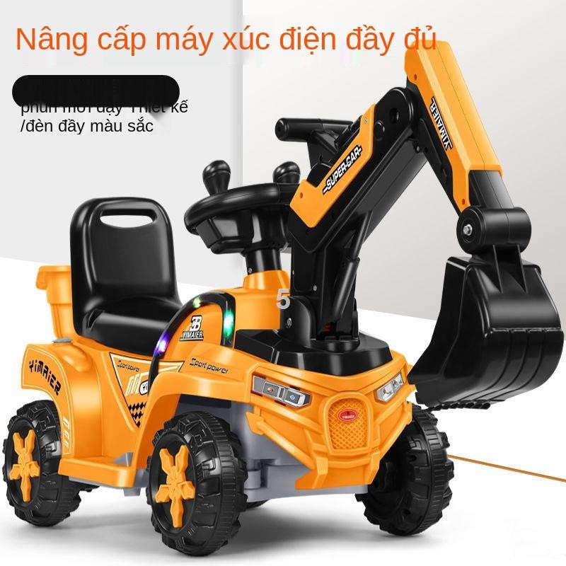 BÔ tô điện trẻ em, máy xúc trẻ em, xe công trình, bé trai và bé gái, ô tô đồ chơi, ngồi được trên người, đi được trên má