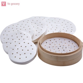 [100 Tờ 23cm] Giấy nến đục lỗ , Giấy nến tròn lót xửng hấp, nồi chiên không dầu, hấp bánh bao