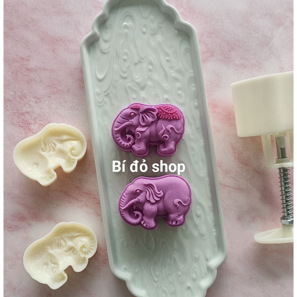 Khuôn trung thu lò xo CON VOI 75g 2 mặt 1 nhấn