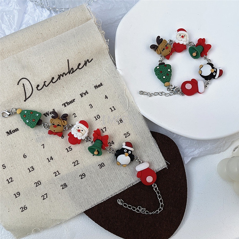 1 Vòng Tay Resin Họa Tiết Giáng Sinh Hoạt Hình 3D DIY