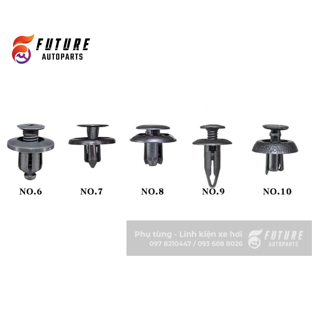Bộ 10 loại Chốt nở nhựa cho xe Toyota, Mazda - Future Autoparts