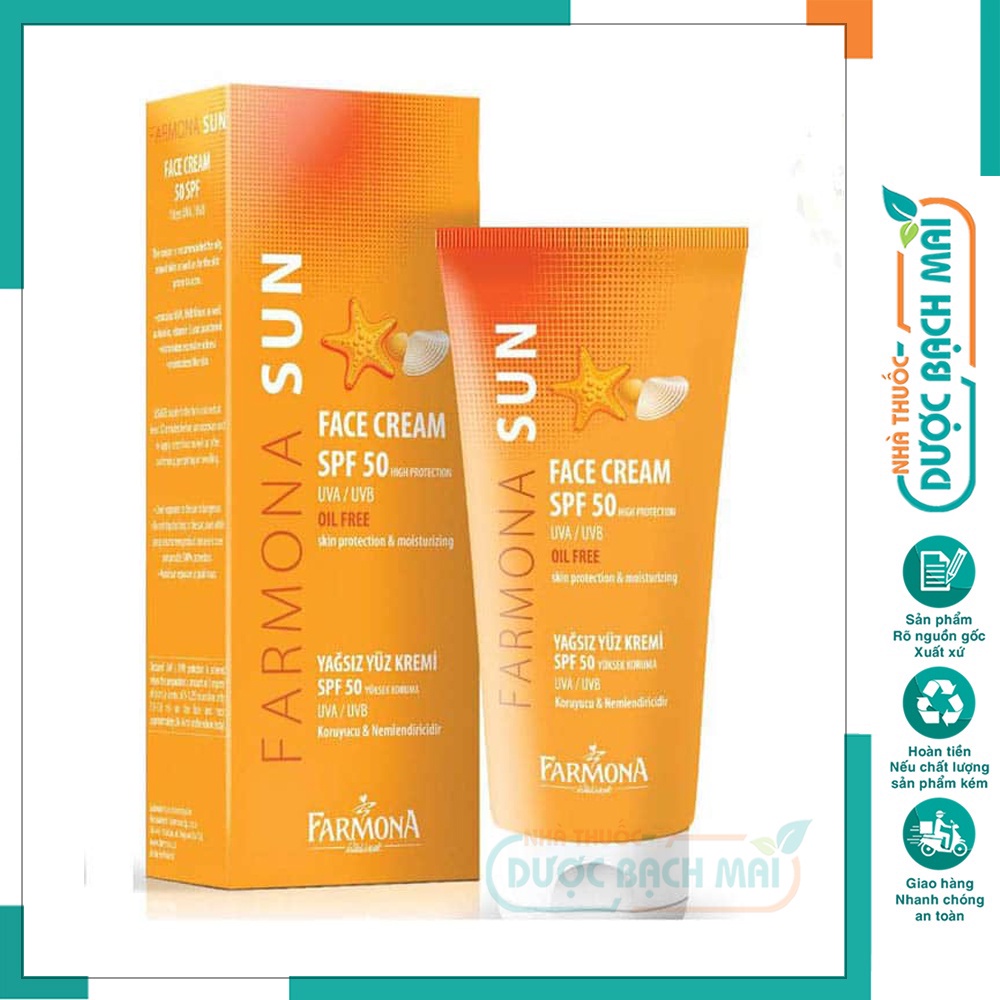 Kem chống nắng Farmona Sun Face Cream Oil Free Spf50 cho da dầu mụn 50ml không chứa dầu kem chống nắng cho mặt