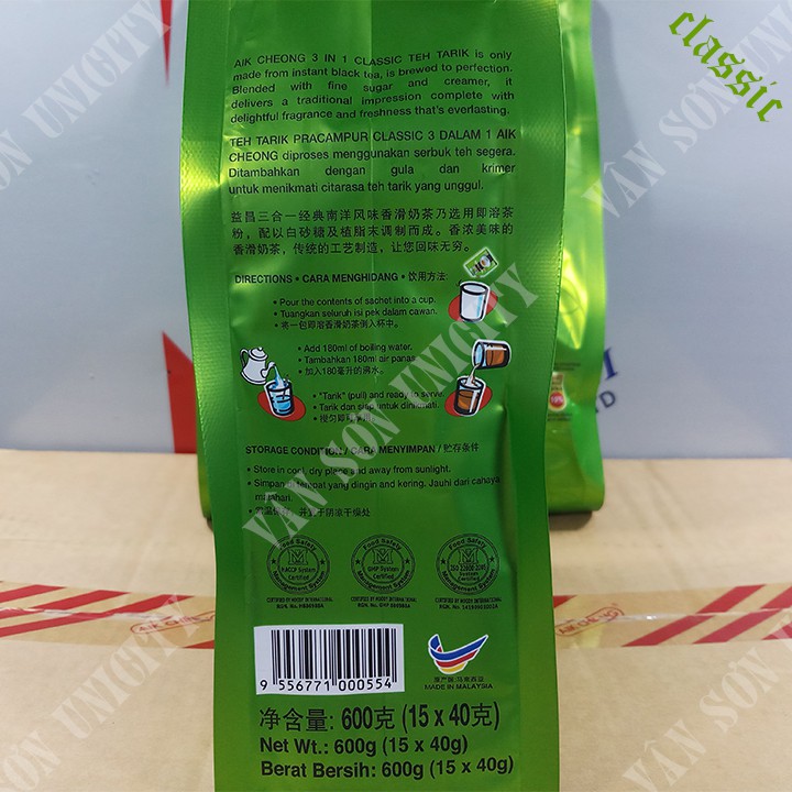 TRÀ SỮA AIK CHEONG TEH TARIK CLASSIC MALAYSIA 15 Gói*40g