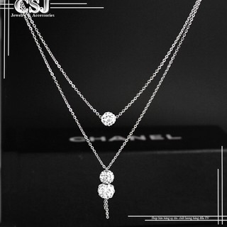 Dây chuyền inox nữ kiểu 2 tầng hồ lô châu xoàn