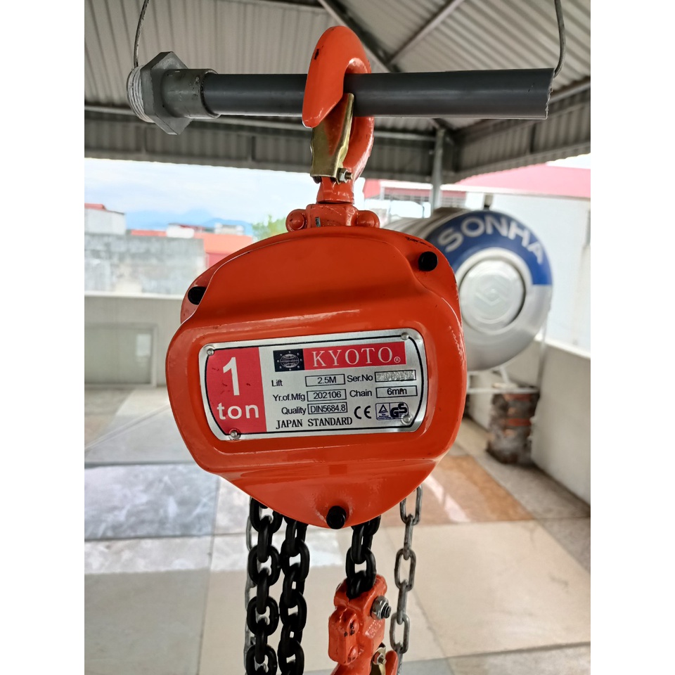 PaLăng Xích kéo tay Kyoto 1T 2.5m, dụng cụ nâng hạ hàng hóa kéo tay, Balang dây xích 2.5m