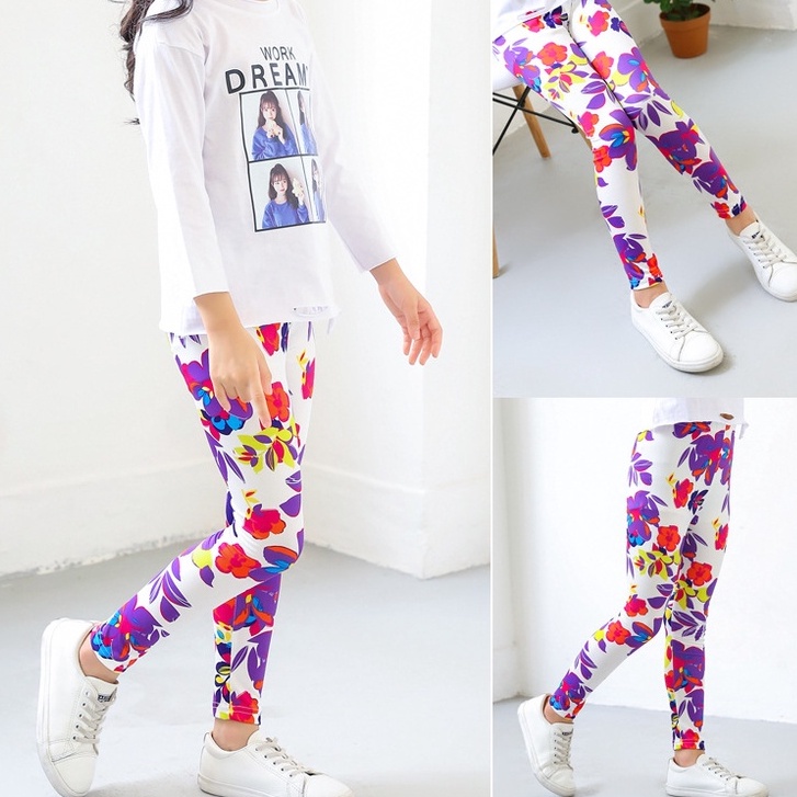 Quần Legging Hoa Dễ Thương Thời Trang Mùa Hè Cho Bé Gái 3-10 Tuổi