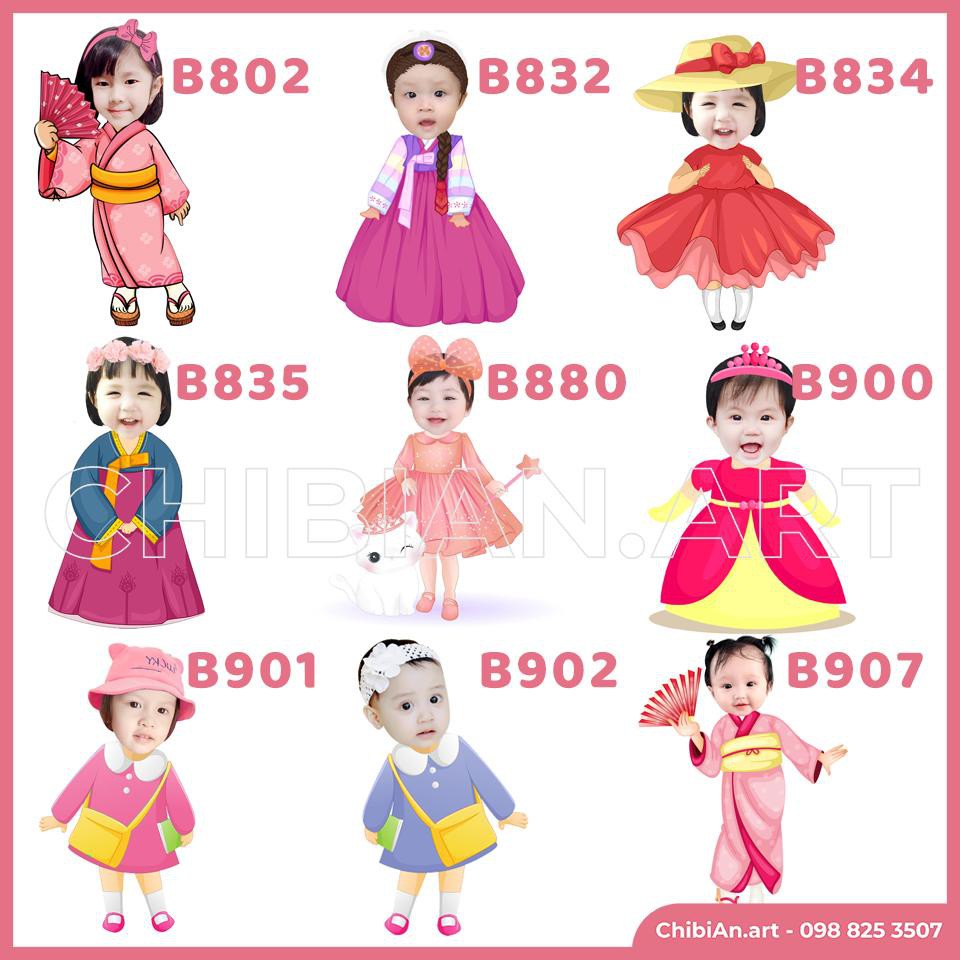 In hình chibi trang trí sinh nhật cho bé - Phụ kiện để bàn đẹp rẻ bền màu lâu