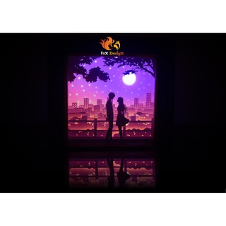 Đèn giấy nghệ thuật - Love 01 Thành phố - Kirigami lightbox