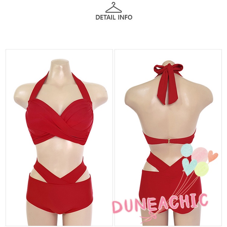 DUNEA Bộ Đồ Bơi Bikini Lưng Cao Xẻ Tà Quyến Rũ Cho Nữ