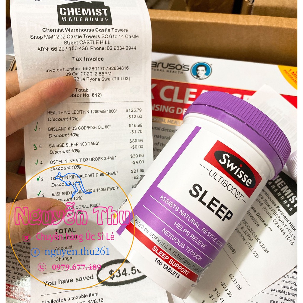 Viên uống hỗ trợ ngủ ngon sleep swisse, swisse ultiboost sleep 60 viên, 100 viên úc