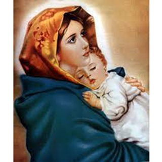 Tranh đính đá toàn bộ tự làm-tranh đức mẹ maria