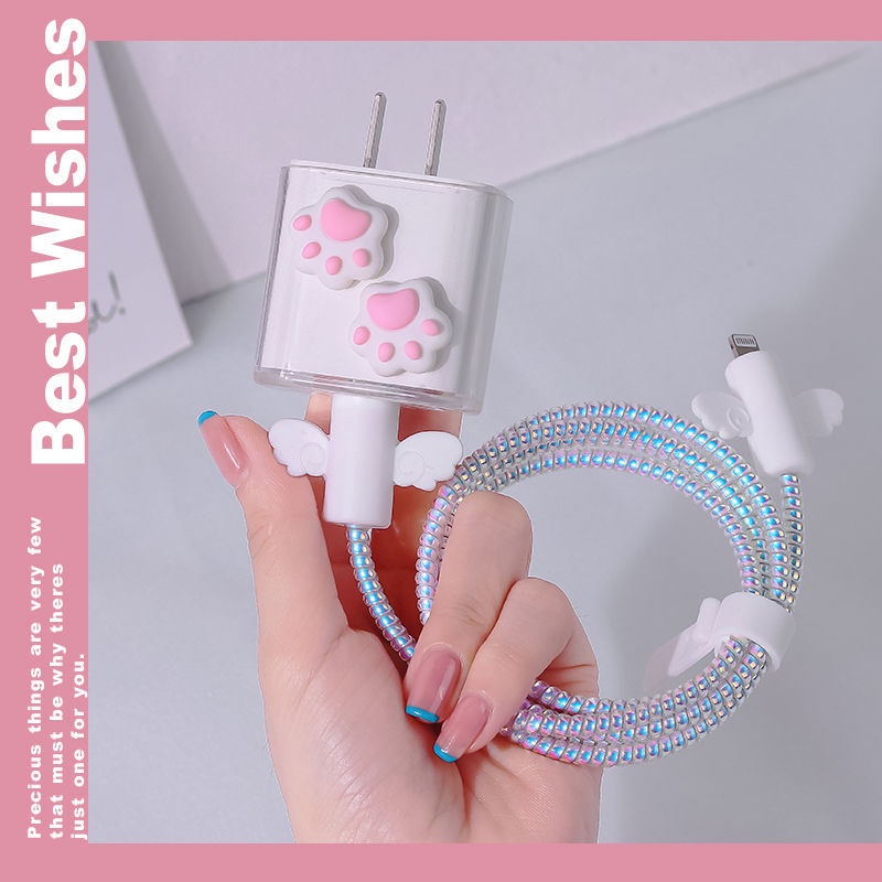 Phù hợp bảo vệ đầu cáp sạc thiết kế đáng yêu thích hợp cho iPhone 13 18W 20W i12 11pr