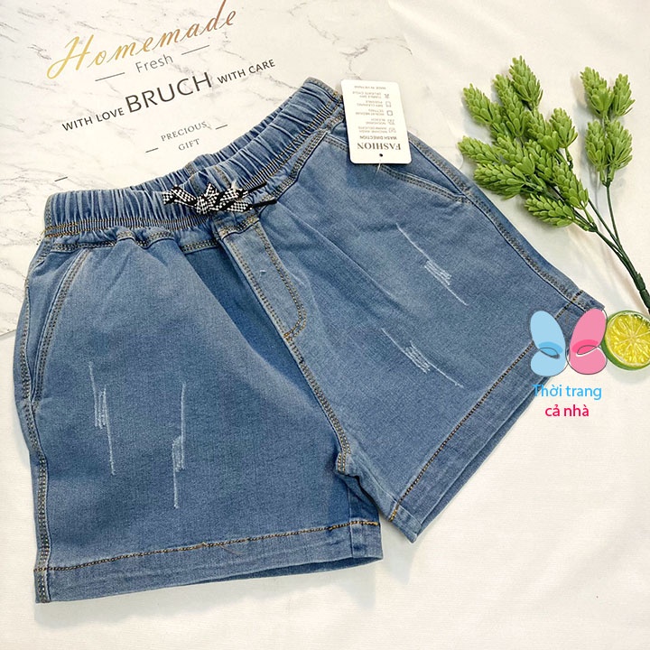 Quần đùi nữ từ 42-57kg jean dày mềm có độ giãn mạnh - hàng đẹp - lưng thun có dây rút - QU525
