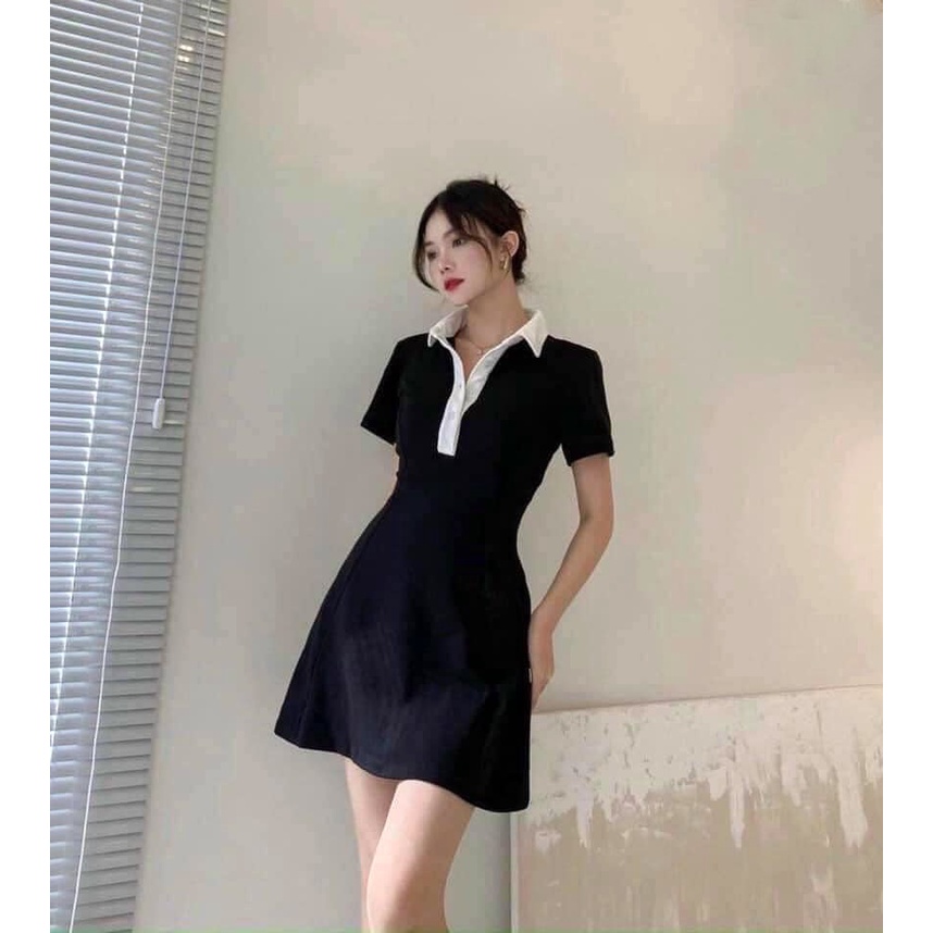 Váy Polo Cổ Phối Viền Trắng Siêu Xinh - Đầm Polo Ulzzang