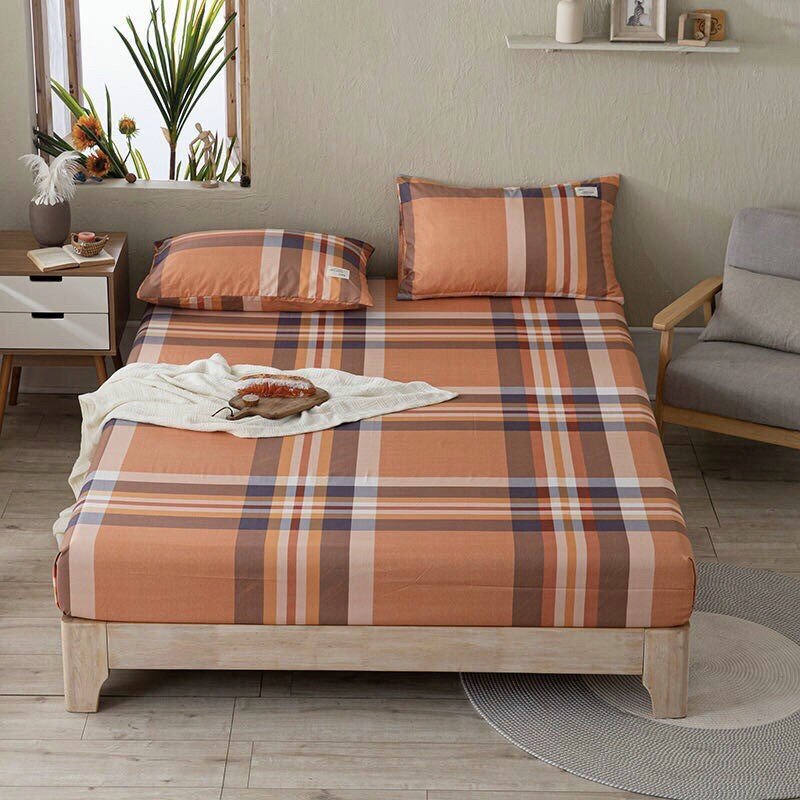 Bộ Ga Gối Cotton Tici Kẻ Hàn Quốc