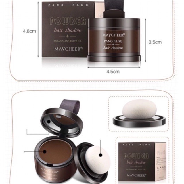 Phấn che khuyết điểm tóc, phấn dặm chân tóc che hói thưa da đầu Hair Shadow Maycheer