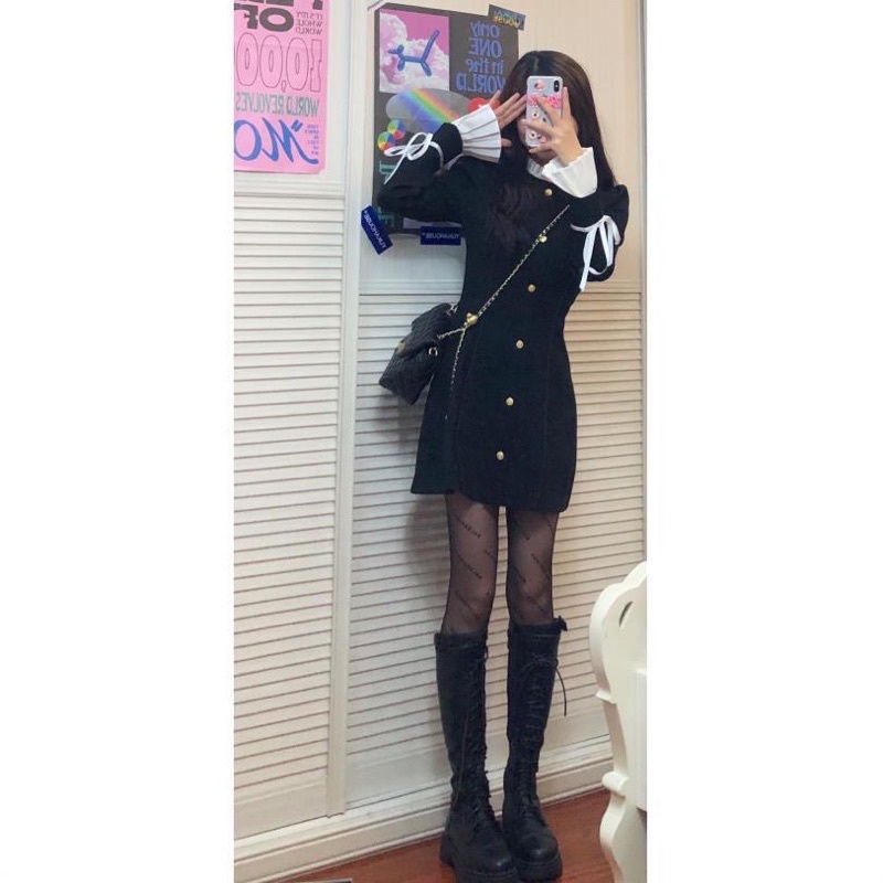 Đầm tiểu thư cổ trụ tay loe bánh bèo sang chảnh