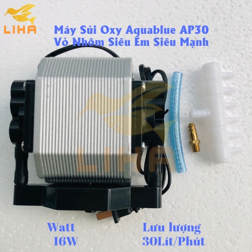 Máy Sủi Oxy Aquablue AP30 - Máy Oxi Vỏ Nhôm Siêu Mạnh Cho Bể Cá