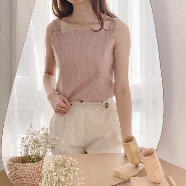 Áo 2 dây linen hàng khuy