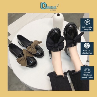 Giày búp bê moca buộc nơ thời trang ulzzang - giày lười lolita da bóng đế 5p phong cách tiểu thư - dabeka - g012