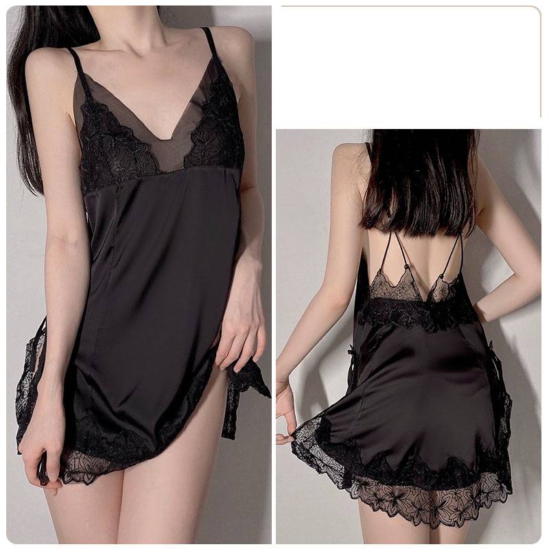 Đồ ngủ hai dây cổ chữ V phối ren quyến rũ dành cho nữ