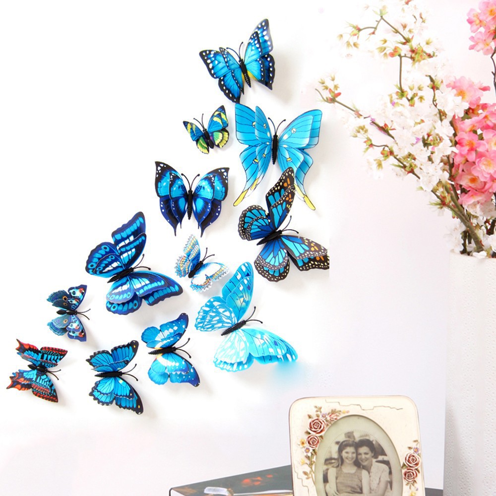 Hình dán bươm bướm 3d với 2 lớp cánh trang trí tường