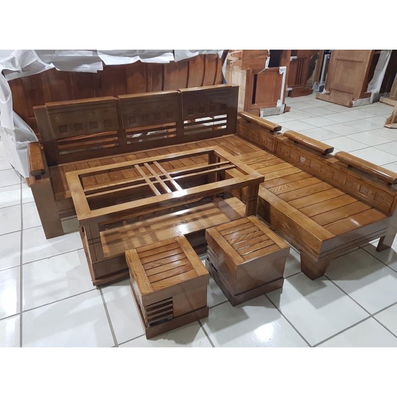 sofa gỗ góc sồi