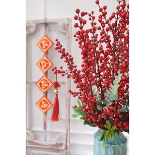 Cành Đào Đông Cherry Giả Cao Cấp Merber (Mơ & Bơ) Loại 12 Nhánh, Có Lá, Cụm Nhánh - Cánh Khô Decor Trang Trí Nhà