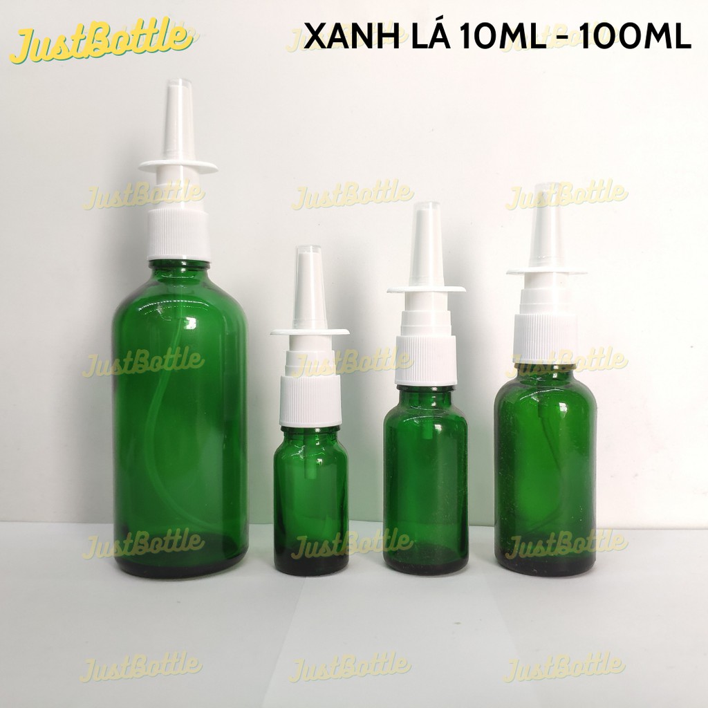 CHAI THỦY TINH XỊT MŨI PHUN SƯƠNG/ LỌ CHIẾT MỸ PHẨM RỮA MŨI TRONG NÂU XANH LÁ 5ML 10ML 15ML 20ML 30ML 50ML 100ML