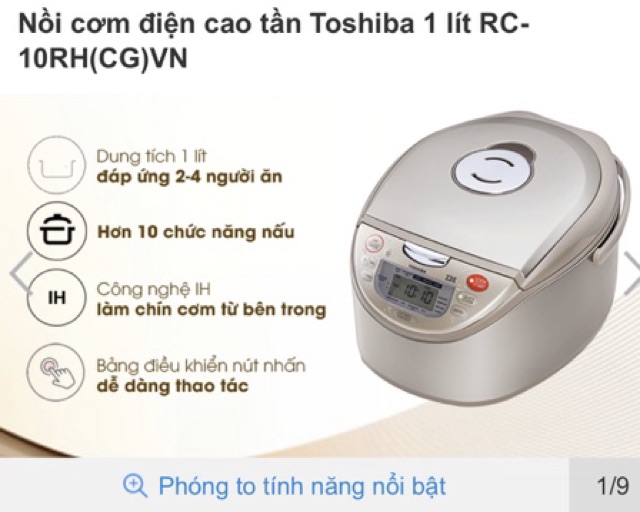 Nồi cơm điện cao tần Toshiba 1 lít RC-10RH(CG)VN