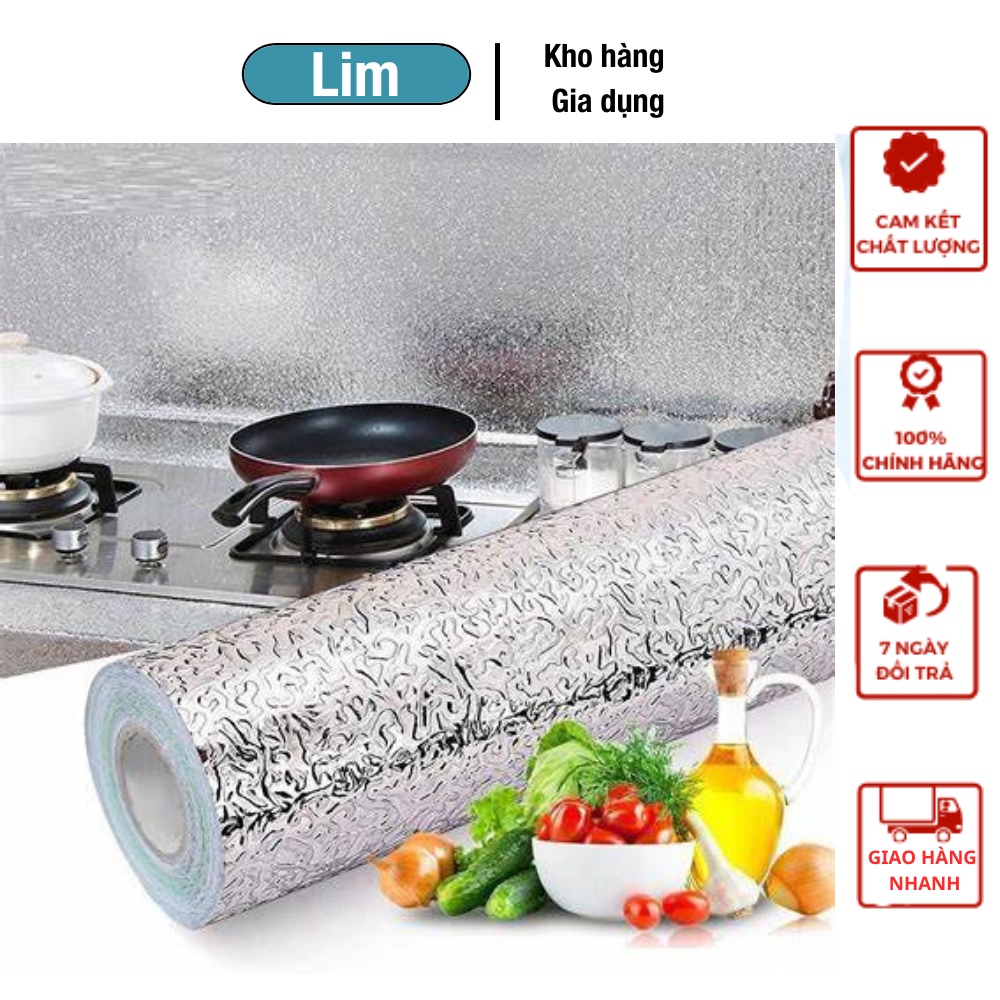 Giấy Dán Tường Nhà Bếp, Kích Thước 3M x 60CM, Tráng Nhôm Bền Màu, Chống Thấm Nước, Chống Dầu mỡ, Chịu Nhiệt Độ Cao Giấy