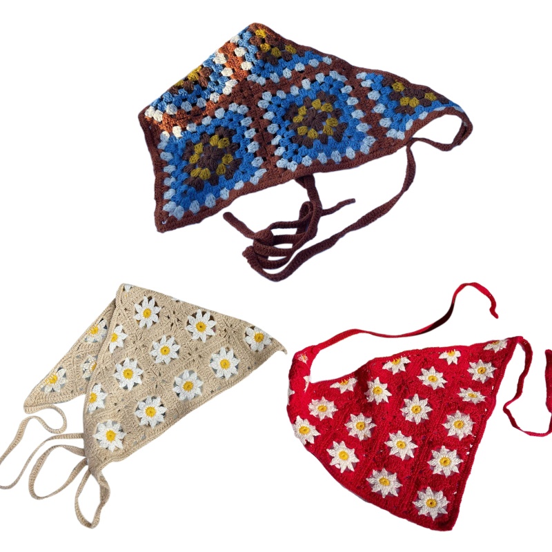 Khăn Bandana Đan Len Nhiều Màu Sắc Làm Phụ Kiện Chụp Ảnh Cho Bạn Gái