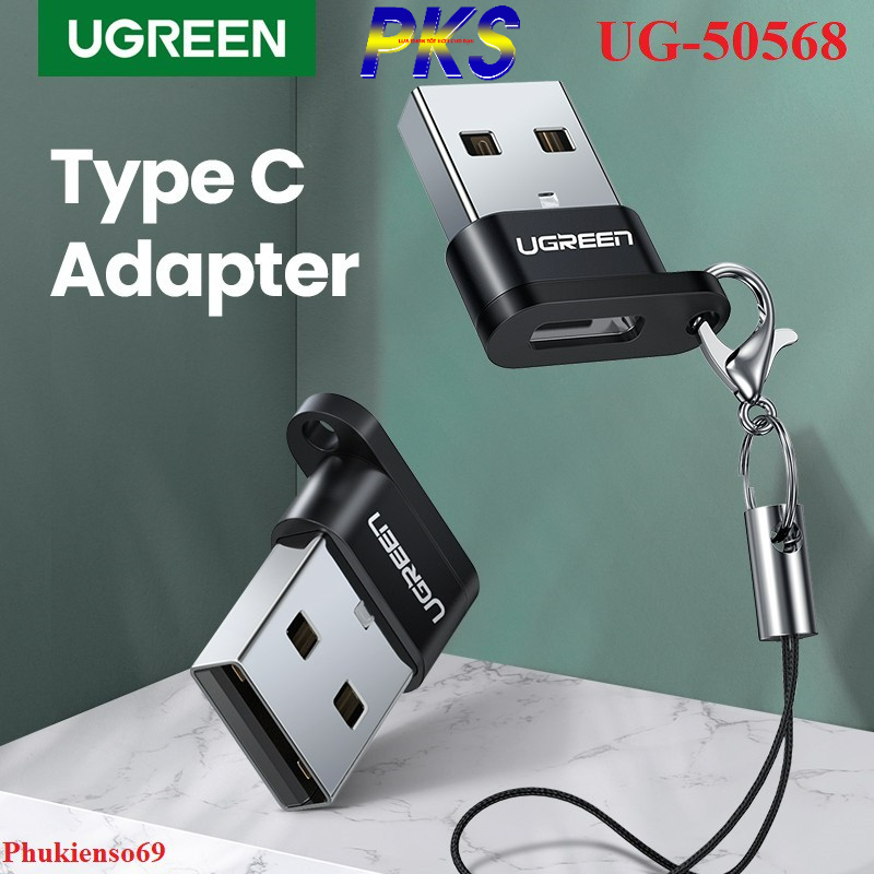 Đầu chuyển USB to USB TYPE C có dây treo tiện lợi Cao Cấp chính hãng Ugreen 50568