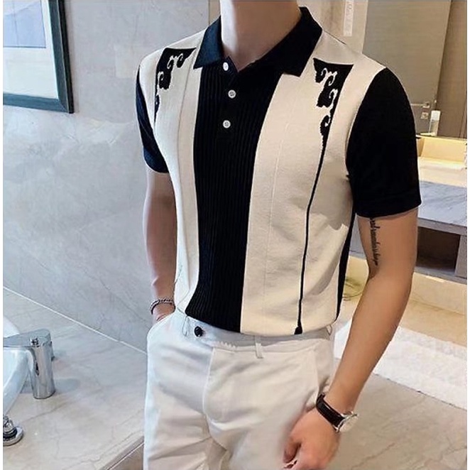 Áo Thun polo Ngắn Tay Bằng Lụa Lạnh Ôm Dáng Phong Cách Hàn Quốc Thời Trang Mùa Hè Cho Nam Size M-3XL