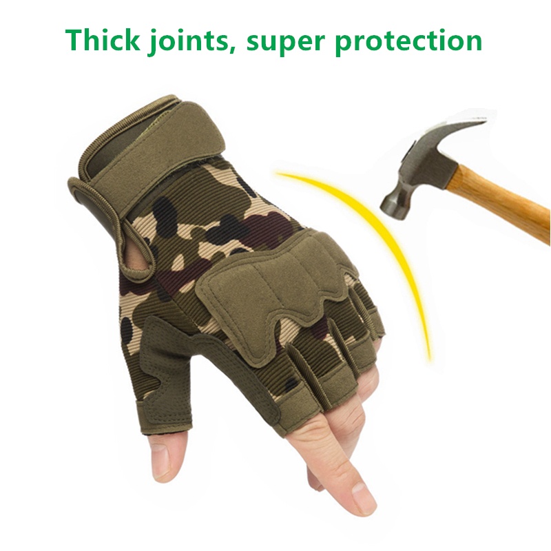 Găng Tay Nửa Ngón Phong Cách Quân Đội Tiện Dụng