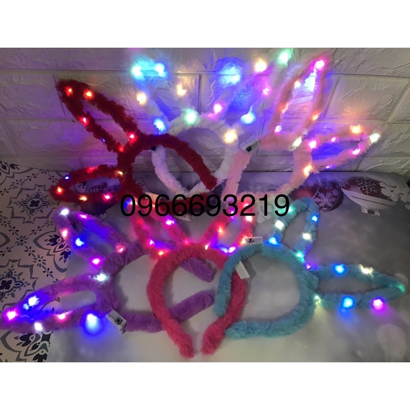 Bờm Cài Tóc Tai thỏ lông phát sáng nhiều màu