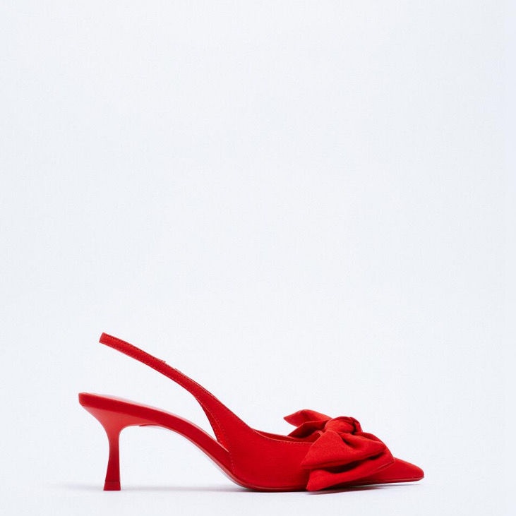 Giày Cao Gót Zara2022 Da Lộn Đính Nơ Xinh Xắn Thời Trang Cho Nữ