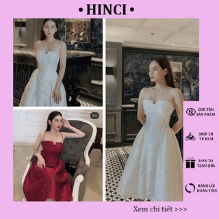 Đầm Dự Tiệc 2 Dây - Váy Dáng Xoè Gấm Xốp Cực Sang, Có 2 Màu Đỏ- TRắng - KÈM HÌNH THẬT&VIDEO [164]
