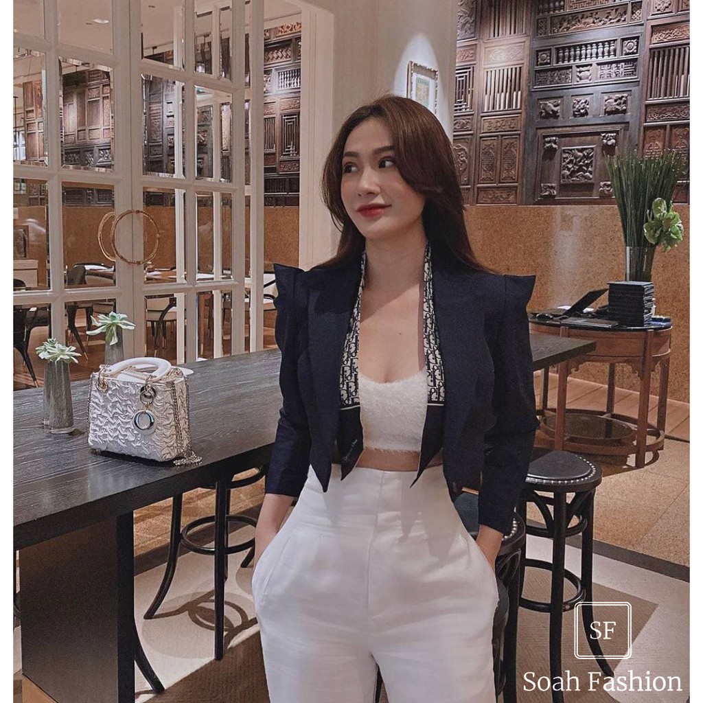Áo Vest Dáng Lửng Vai Phồng JIHI màu Xanh Đen Sale99k