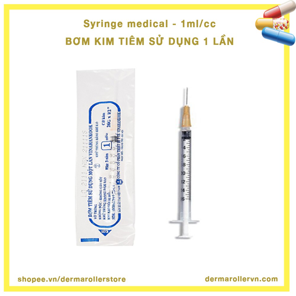 Bơm kim tiêm Vinahankook 1ml/cc ( cỡ kim 26G x 1/2&quot;) sử dụng 1 lần