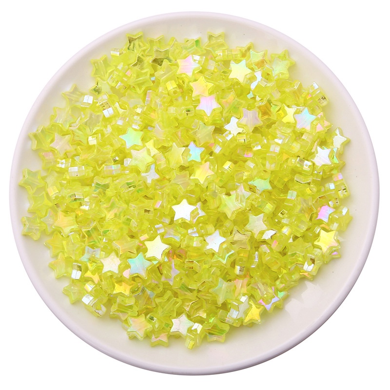 Set 100 Hạt Nhựa Acrylic Hình Ngôi Sao/Trái Tim Màu Kẹo Trong Suốt 10mm Làm Trang Sức DIY