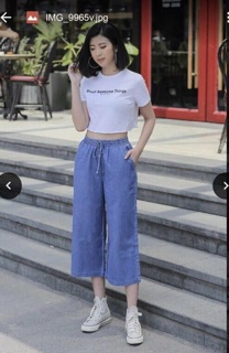 Quần lửng culottes chất jean dennim siêu mát